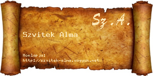Szvitek Alma névjegykártya